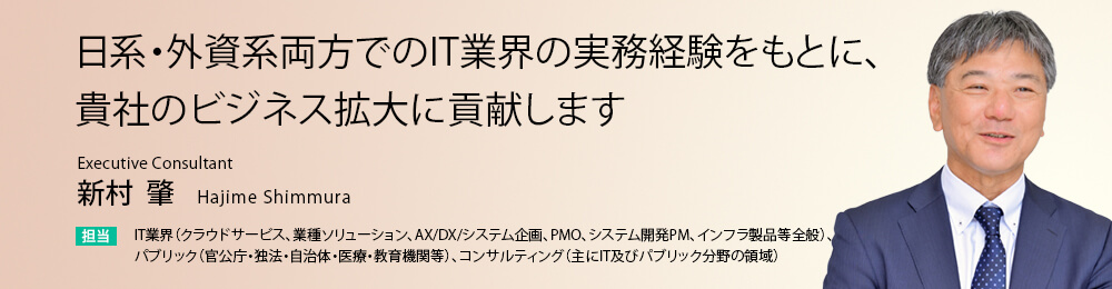 日系・外資系両方でのIT業界の実務経験をもとに、貴社のビジネス拡大に貢献します