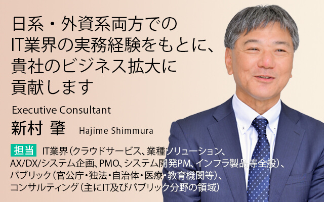日系・外資系両方でのIT業界の実務経験をもとに、貴社のビジネス拡大に貢献します
