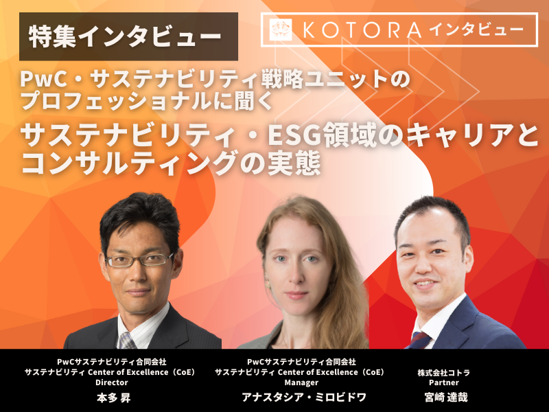 PwC・サステナビリティ戦略ユニットのプロフェッショナルに聞く〜サステナビリティ・ESG領域のキャリアとコンサルティングの実態〜