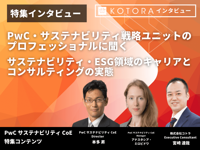 PwC・サステナビリティ戦略ユニットのプロフェッショナルに聞く〜サステナビリティ・ESG領域のキャリアとコンサルティングの実態〜